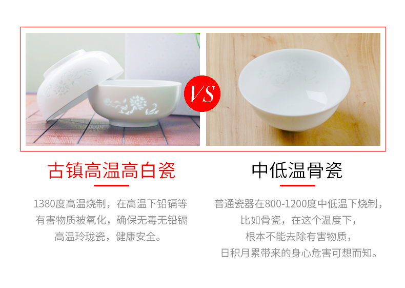 古鎮陶瓷 景德鎮玲瓏瓷高白瓷韓式面碗湯碗餐具套組創意