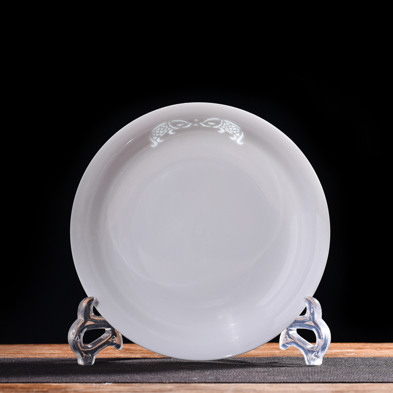 古鎮陶瓷景德鎮瓷器中式玲瓏瓷訂婚禮品餐具家用碗碟盤套裝組合 16頭白玲瓏年年有余