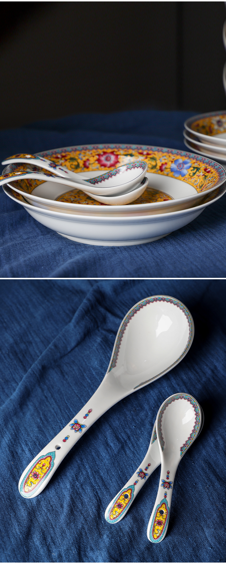 古鎮陶瓷 碗單個 陶瓷簡約創意個性碗家用吃飯景德鎮陶瓷盤碗套裝